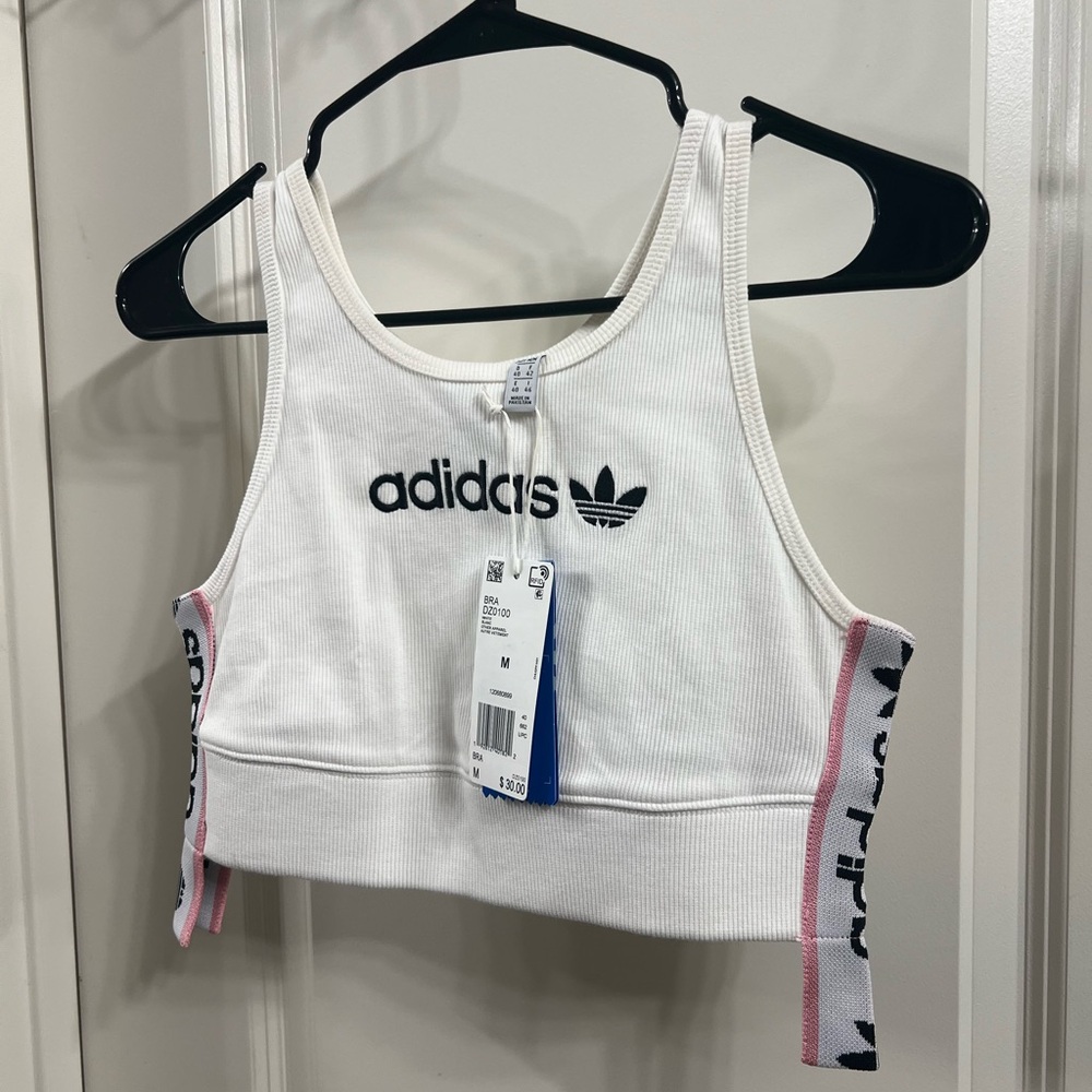 Kylie Jennar Adidas Colab White Tank with Pink and Black Details
